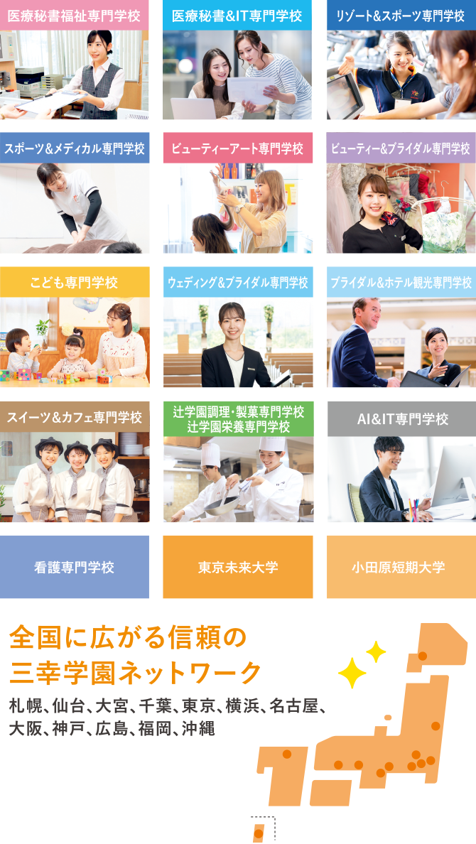 全国に広がる信頼の三幸学園ネットワーク