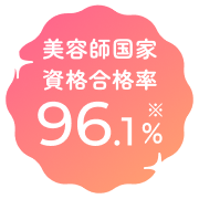 美容師国家資格合格率 96.1% ※本校実績