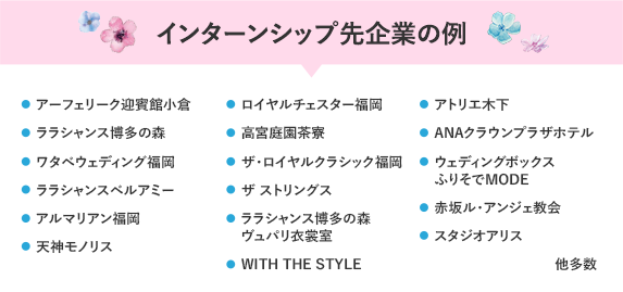 インターンシップ先企業の例