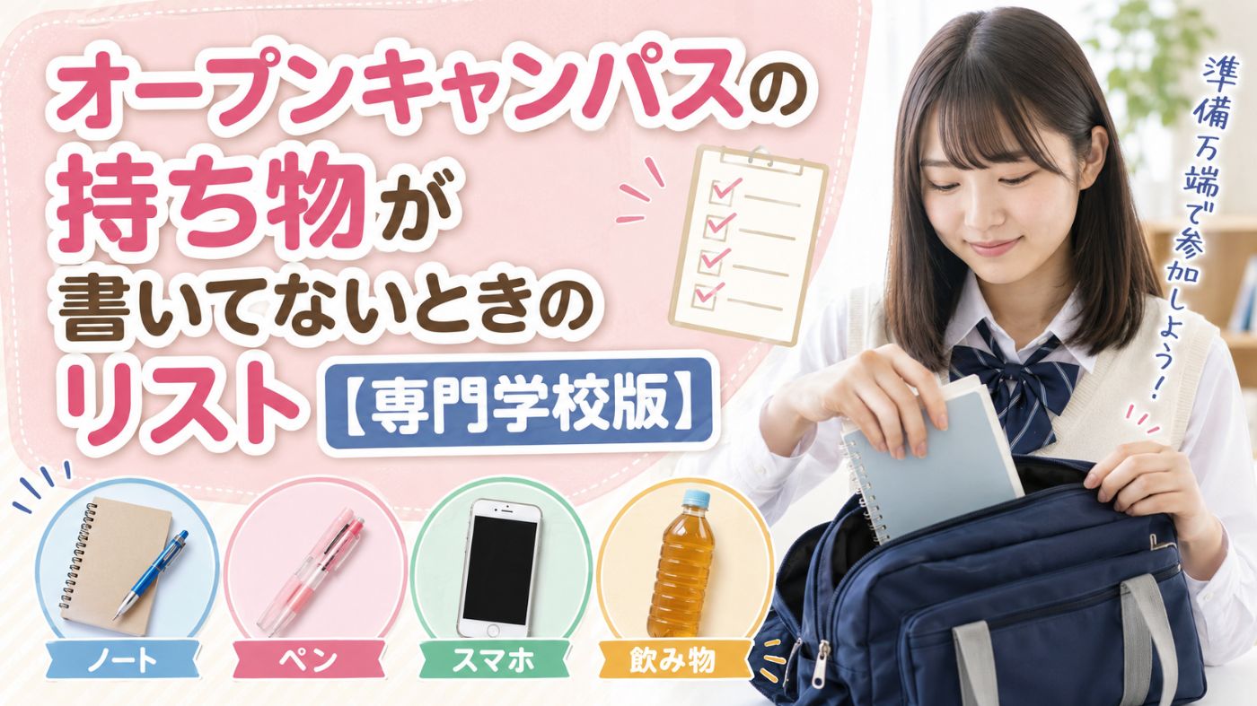 オープンキャンパスの持ち物が書いてないときのリスト【専門学校版】