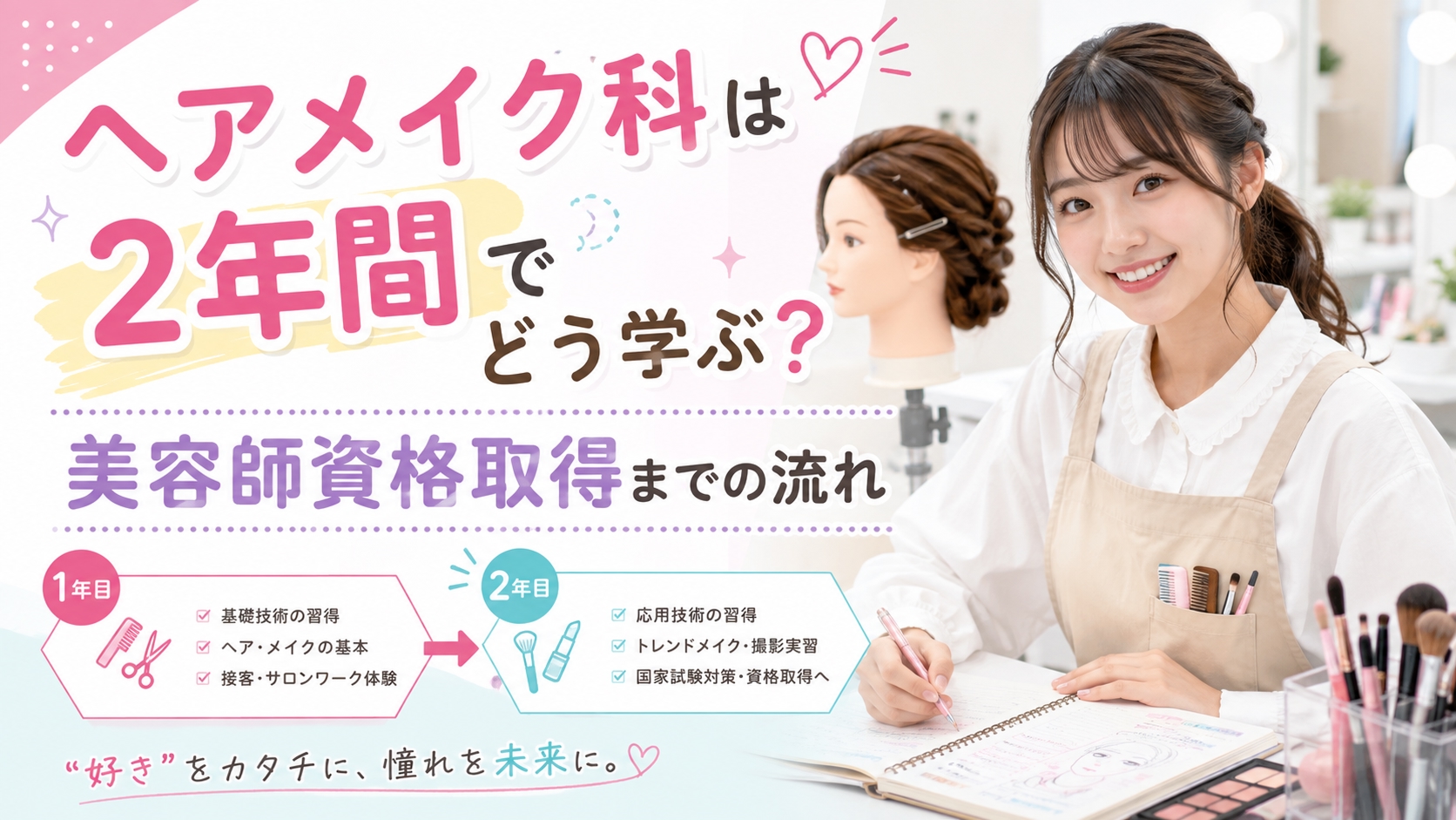 ヘアメイク科は2年間でどう学ぶ？美容師資格取得までの流れ