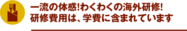 一流の体感！わくわくの海外研修！
研修費用は、学費に含まれています