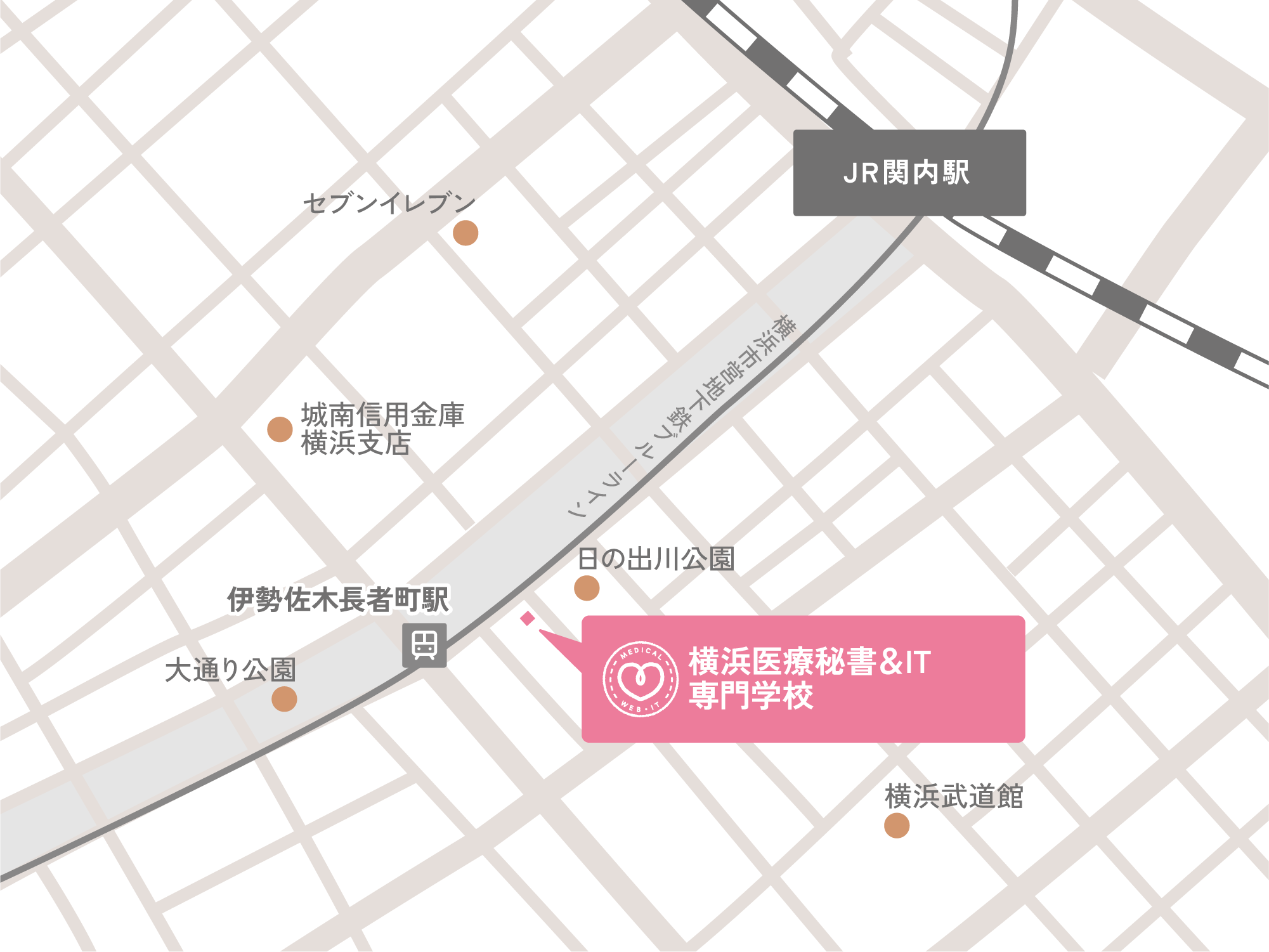 東京医療秘書歯科衛生&IT専門学校までの地図。詳細な道順は下記にて記載します