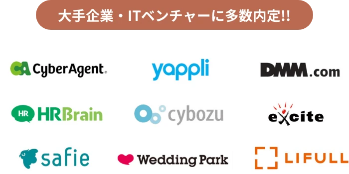 大手企業・ITベンチャーに多数内定!!
