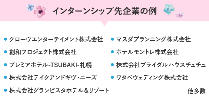 インターンシップ先企業の例