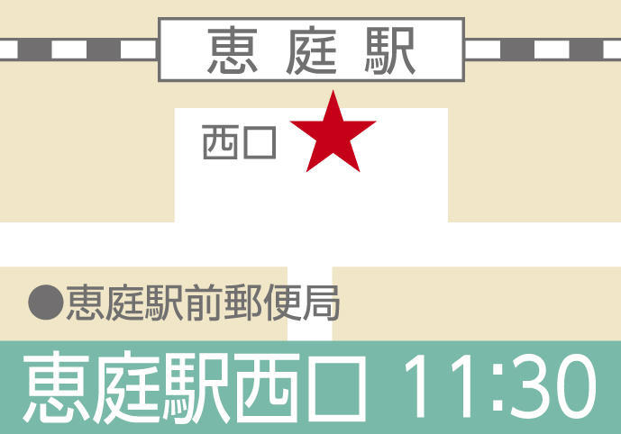 地図:【4/11、4/24、5/9、5/22、6/5、6/20】恵庭(恵庭駅西口)