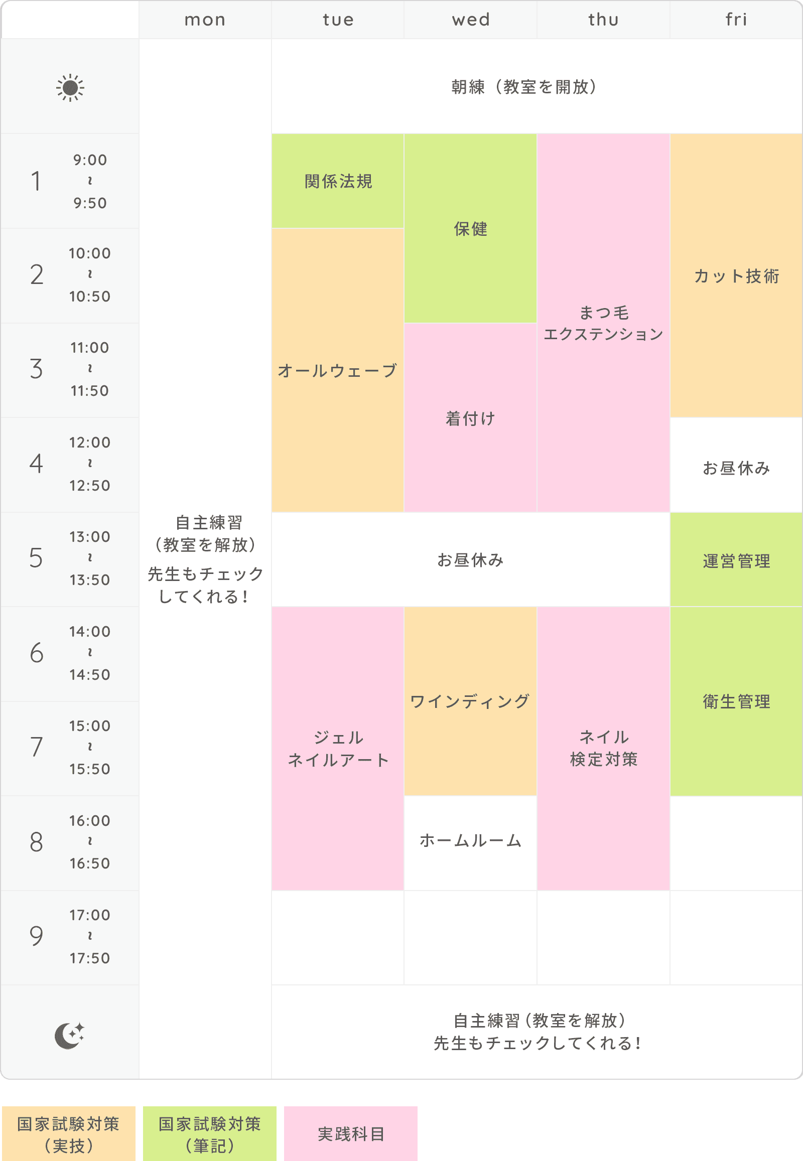 画像:時間割(例)