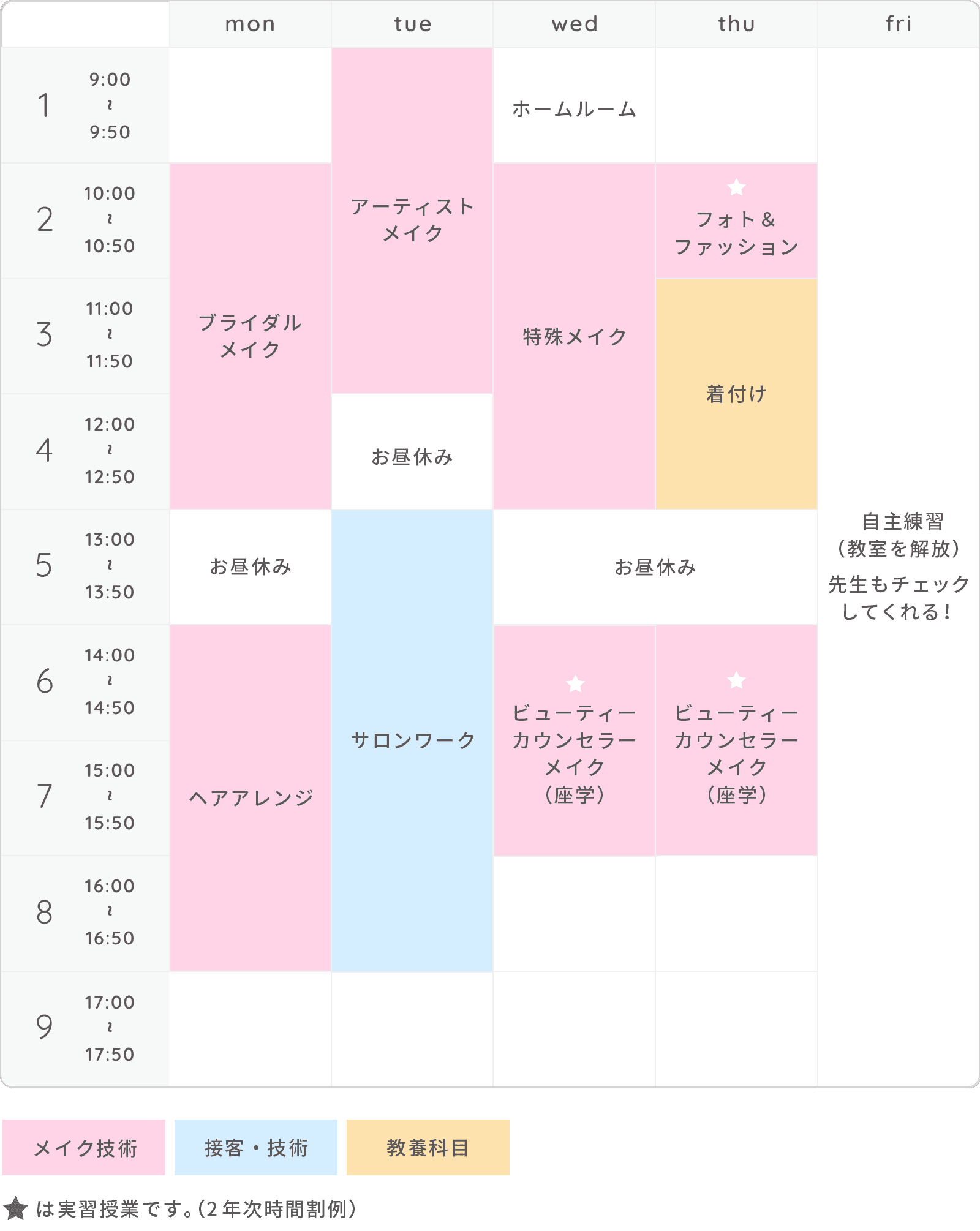 画像:時間割(例)