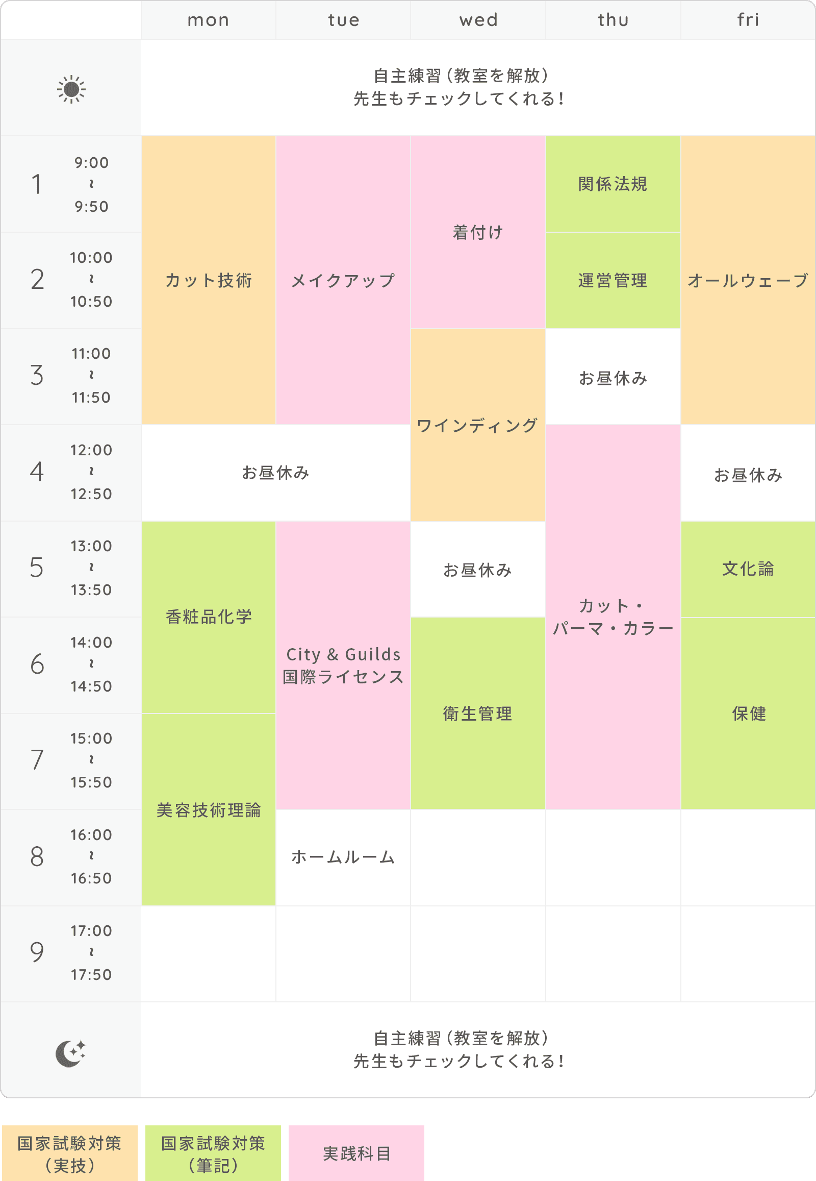 画像:時間割(例)