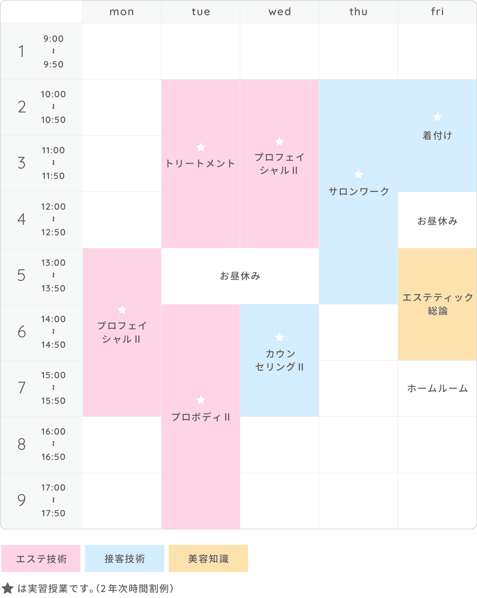 画像:時間割(例)