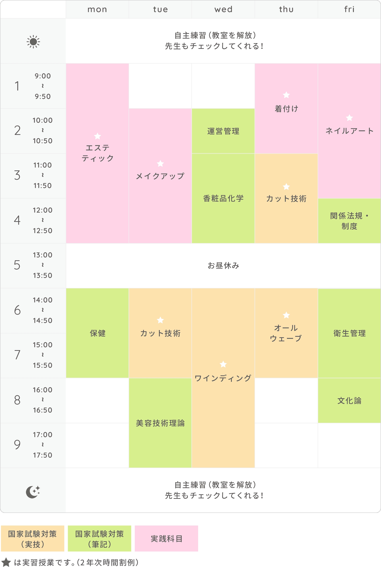 画像:時間割(例)