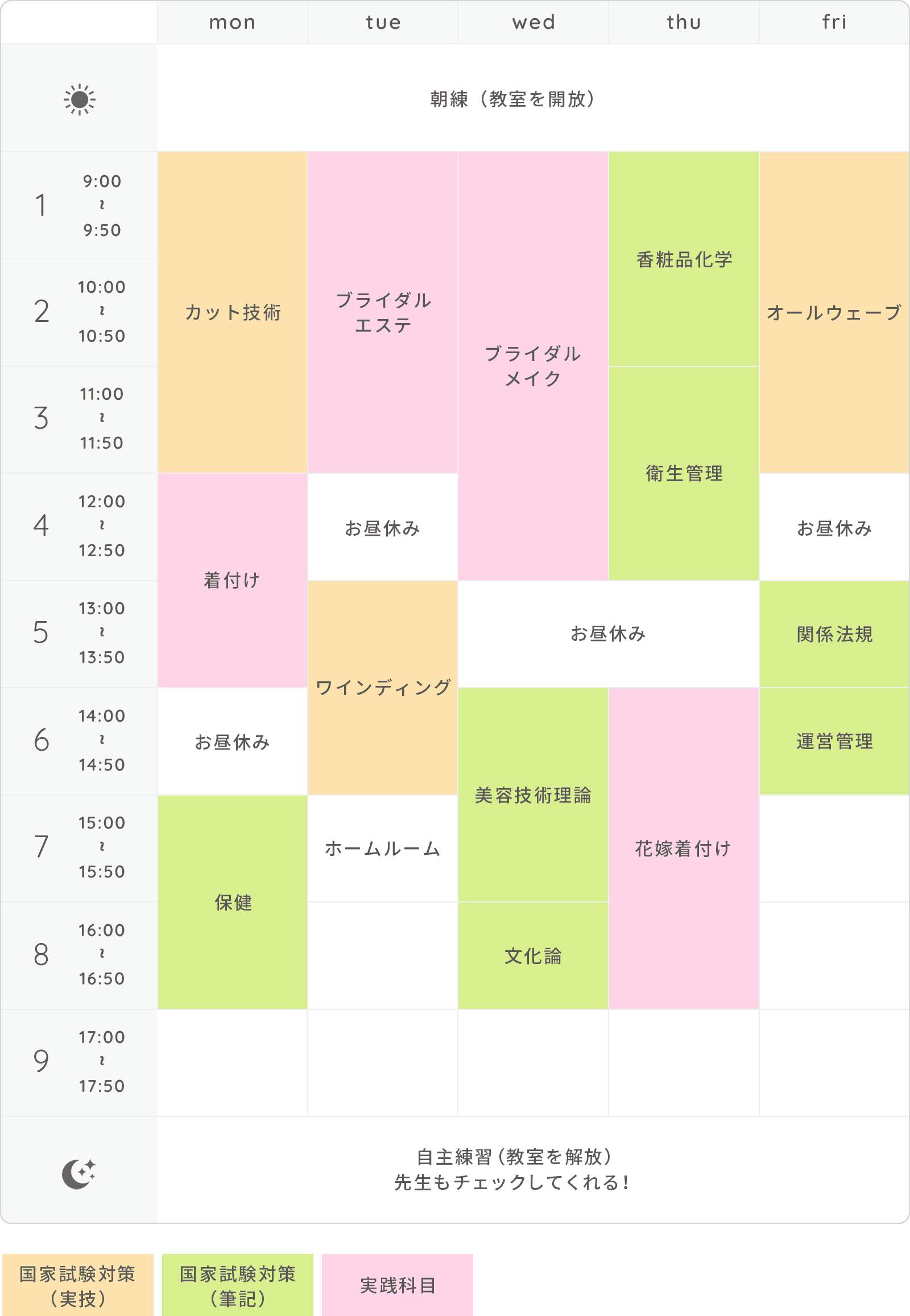画像:時間割(例)