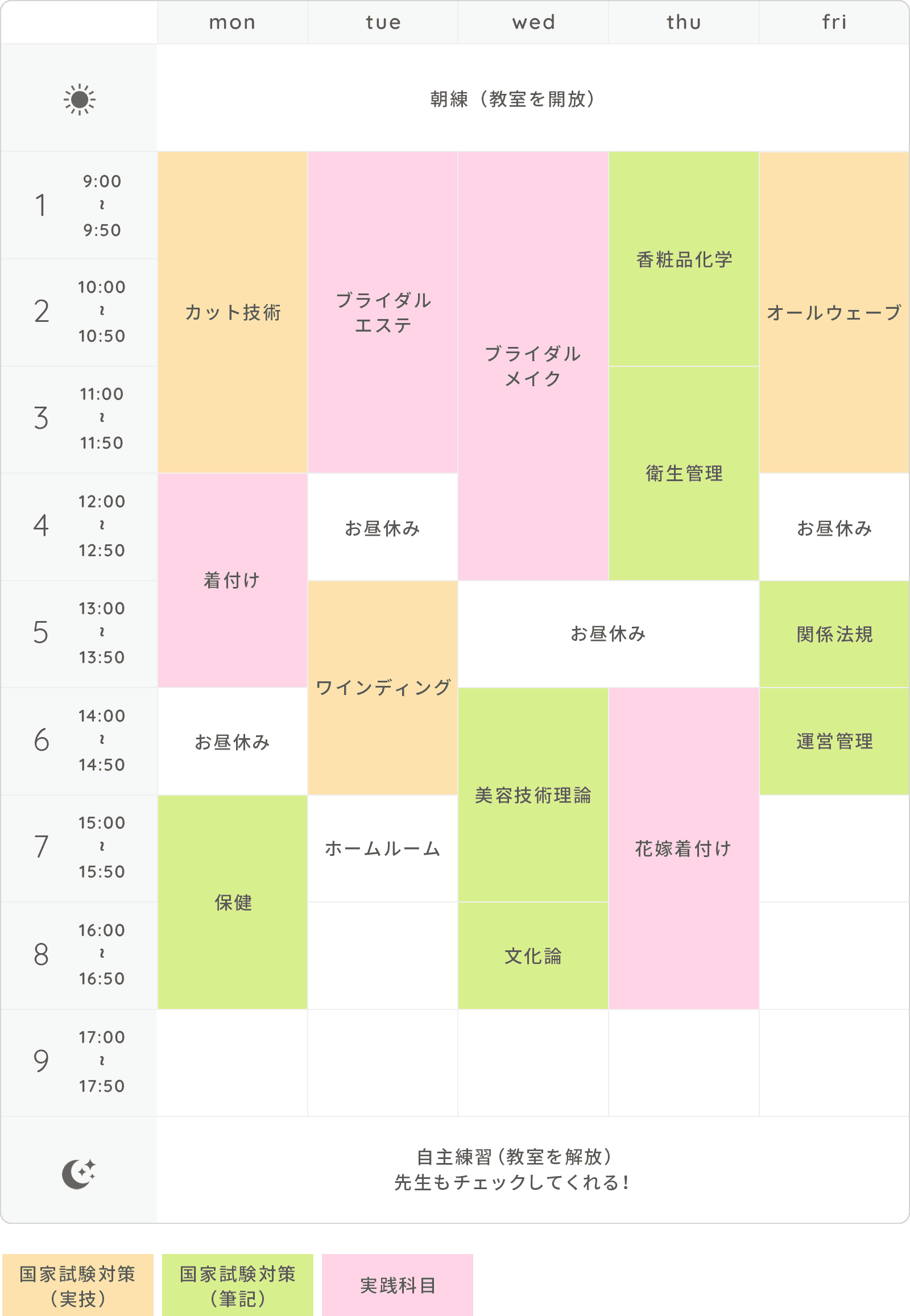 画像：時間割（例）