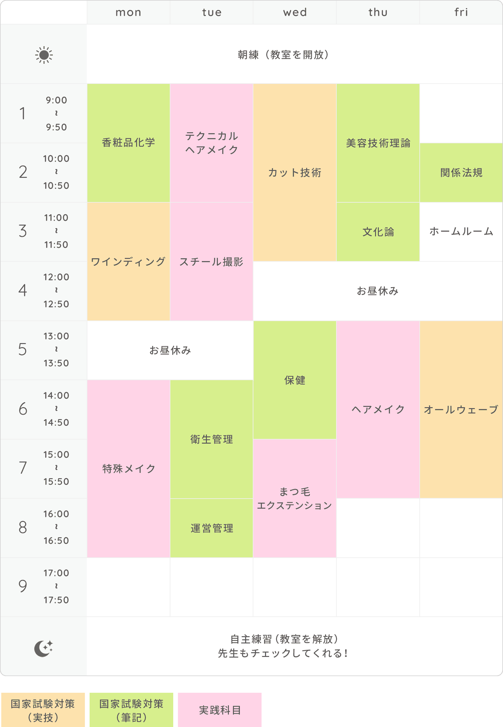 画像:時間割(例)